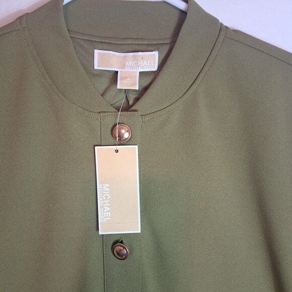 MICHAEL KORS Bomber Jacket Womens Size S Green Long Sleeve Lightweight NWT $135 - Picture 6 of 8